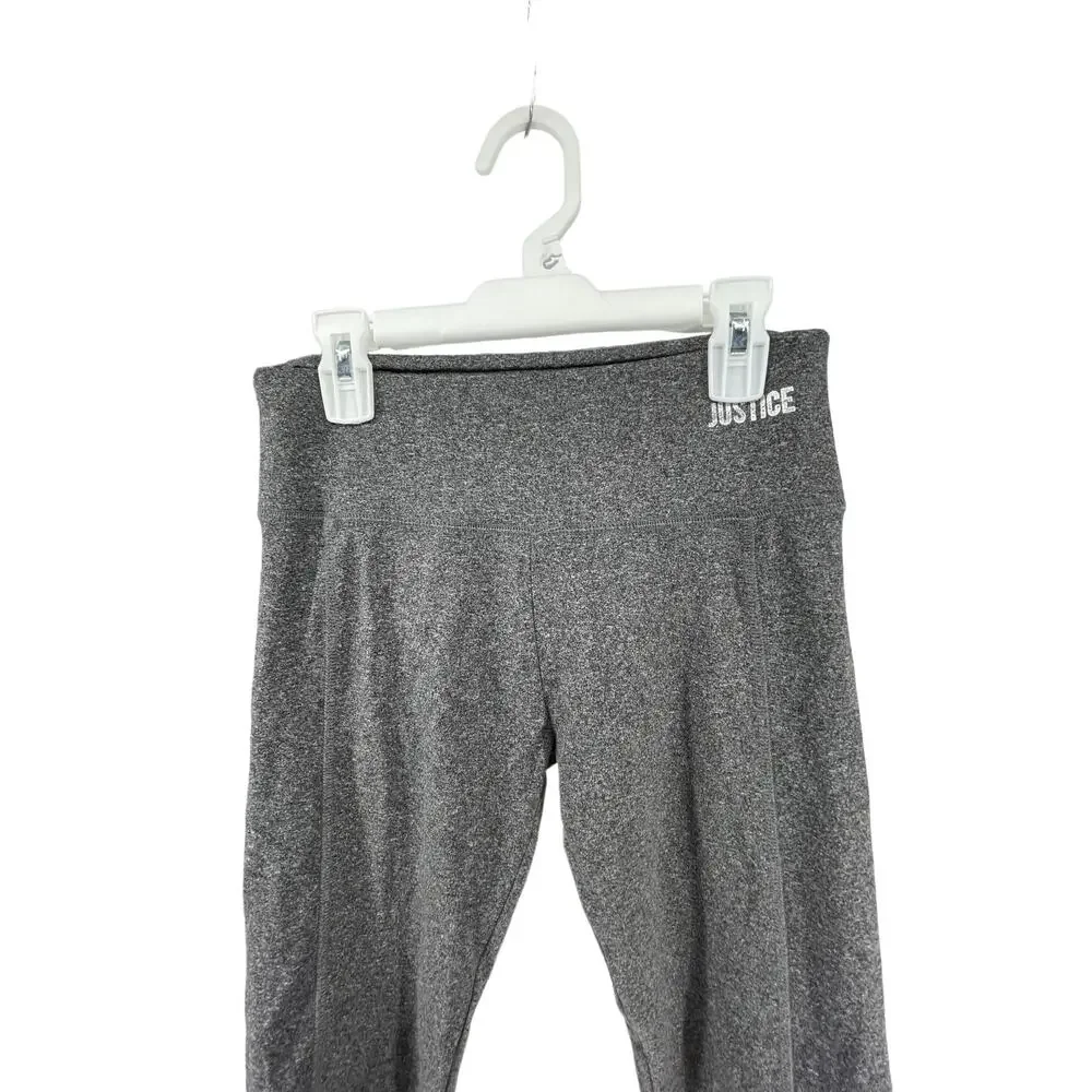 Justice Active Girls Gray Strappy Cropped Leggings Youth Size 14/16